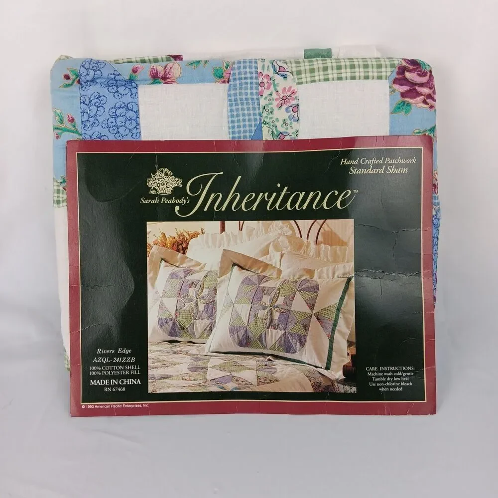 90's Sarah Peabody's Inheritance Standard Sham Hand Quilted Rivers Edge Cotton